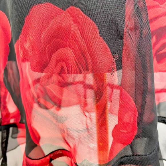 Jessica - Red Rose Print Black Mini Dress - Picture 6 of 9